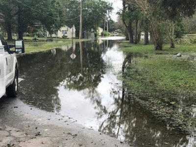 A New Bern neighborhood is flooded during Hurricane Florence in September 2018. Photo: New Bern