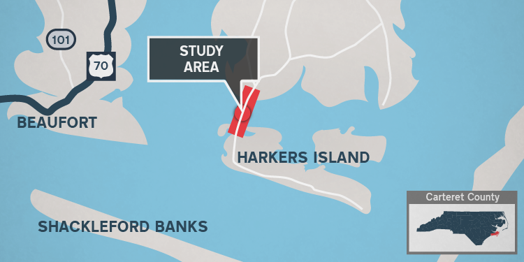 Site of the Harkers Island bridge project now underway. Image: N.C. Department of Transportation 