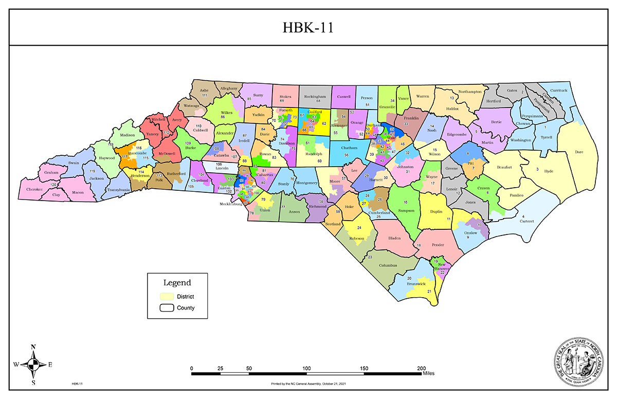 A proposed state House redistricting plan introduced Thursday is set to be heard at 2 p.m. Monday by the chamber’s redistricting committee. Map: NCGA