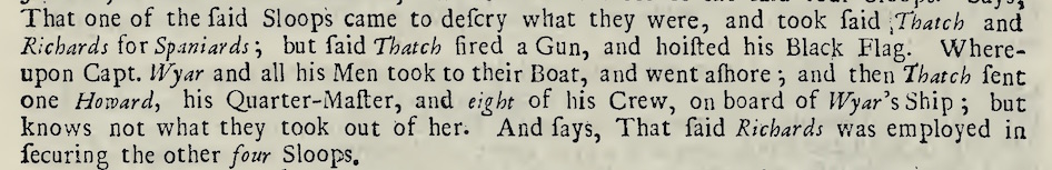 Testimony of convicted pirate David Herriot at Charleston trial of Stede Bonnet, November 1718. 