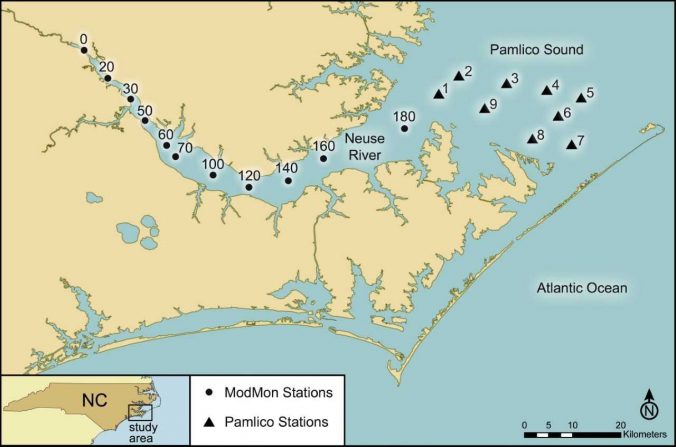 Lingering Dry Weather Slows Flow In Neuse River Coastal Review   MODMON Monitoring Stations 676x447 1 