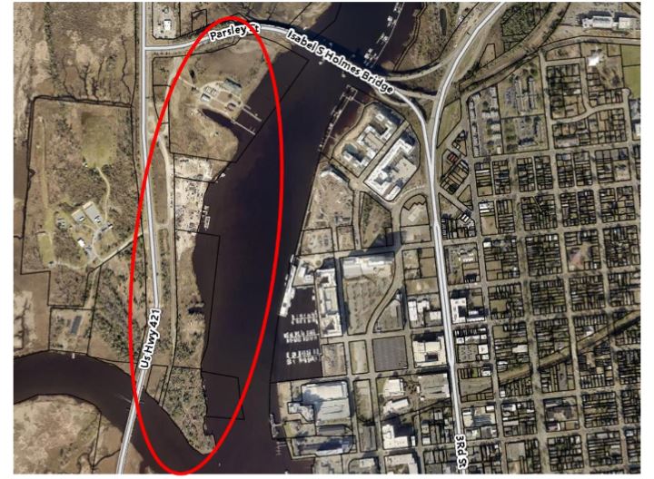 Area of unincorporated New Hanover County eligible for the proposed zoning district the Planning Board denied Thursday. Image: New Hanover County