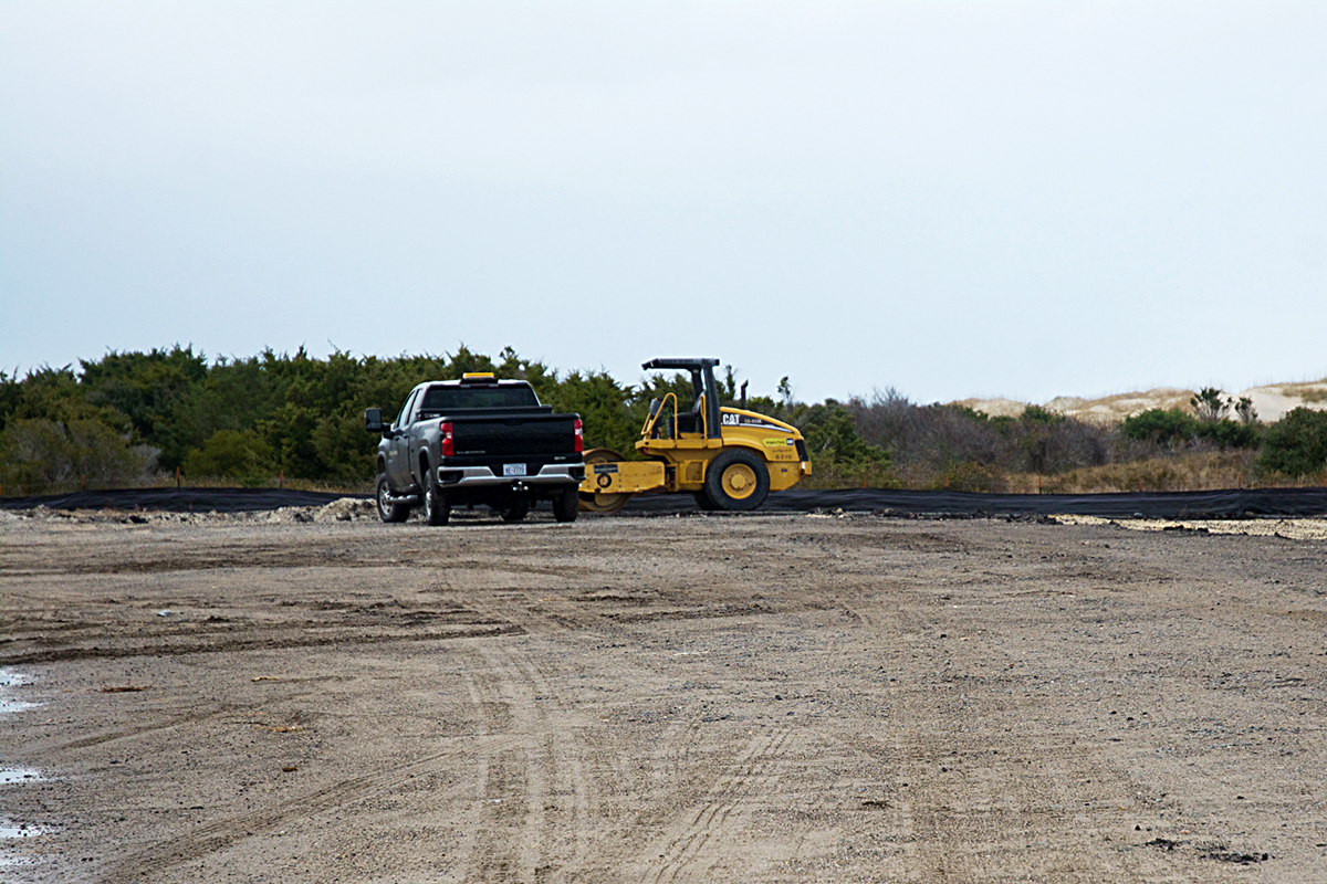 A view of the parking lot under construction at Pea Island. Photo: Kip Tabb