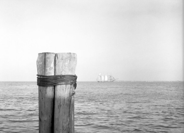 One of the last great schooners to visit North Carolina waters, Currituck Sound 1937-39. Photo by Charles A. Farrell, courtesy, State Archives of North Carolina 