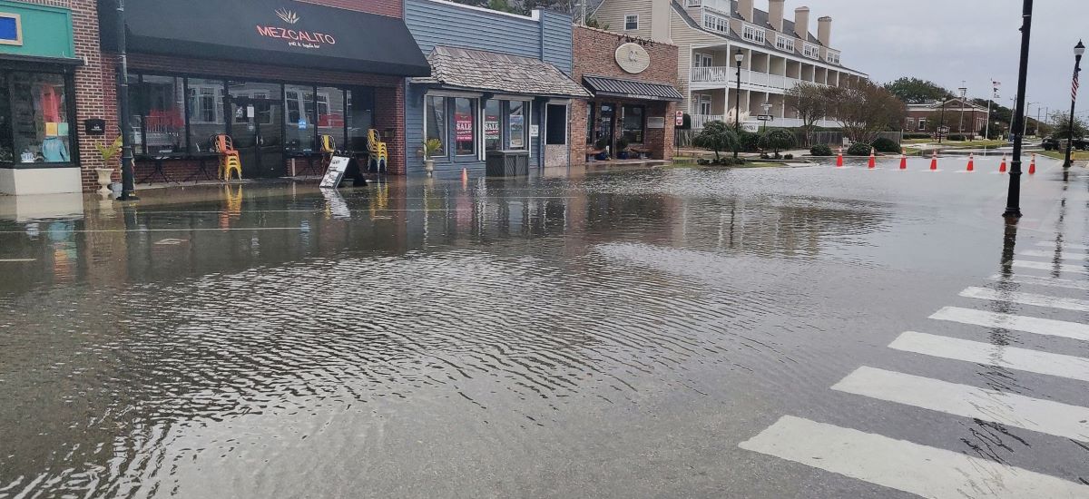 Front Street in Beaufort Nov. 6, 2021, during a flooding event. Photo: Ryan Neve/Sunny Day Flooding Project 