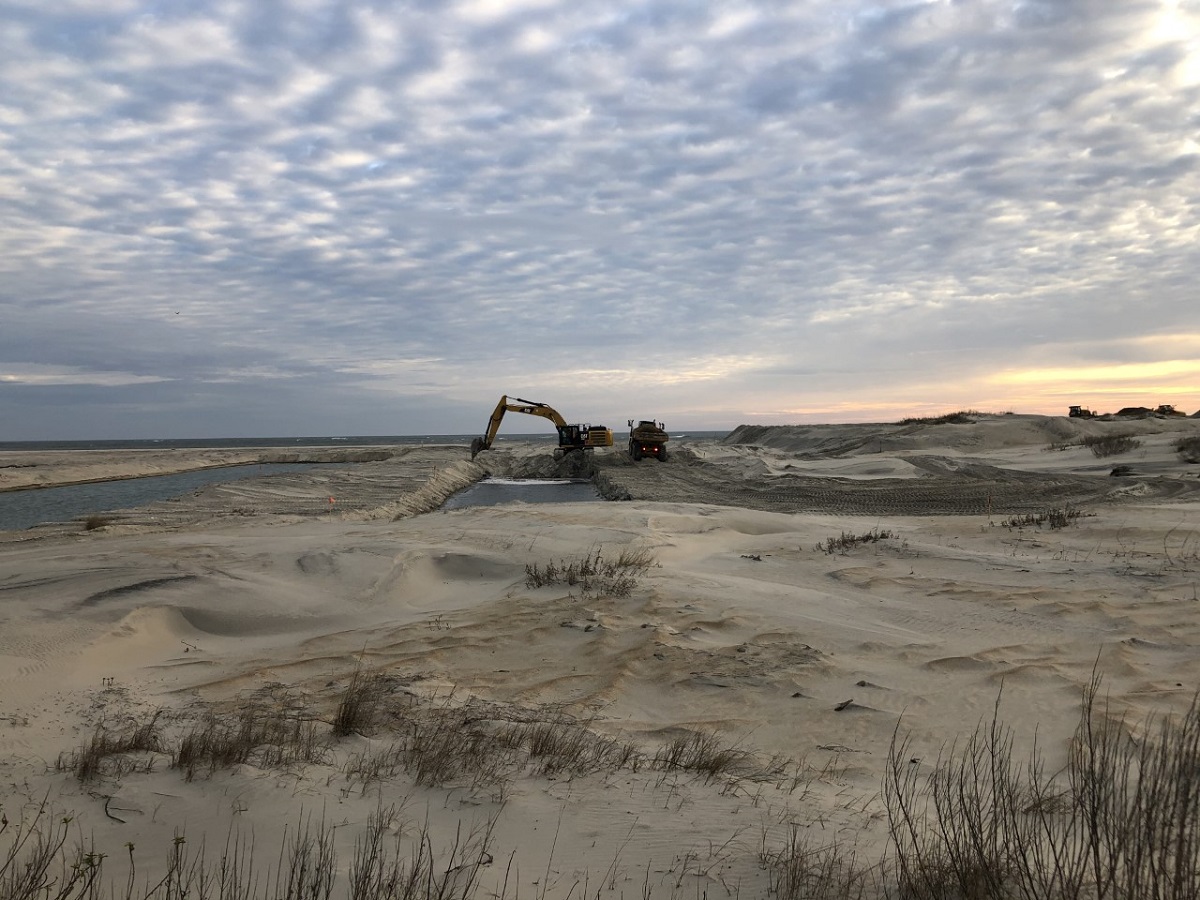 Habitat restoration work takes place in 2020 at the Pea Island National Wildlife Refuge. Photo: USFWS