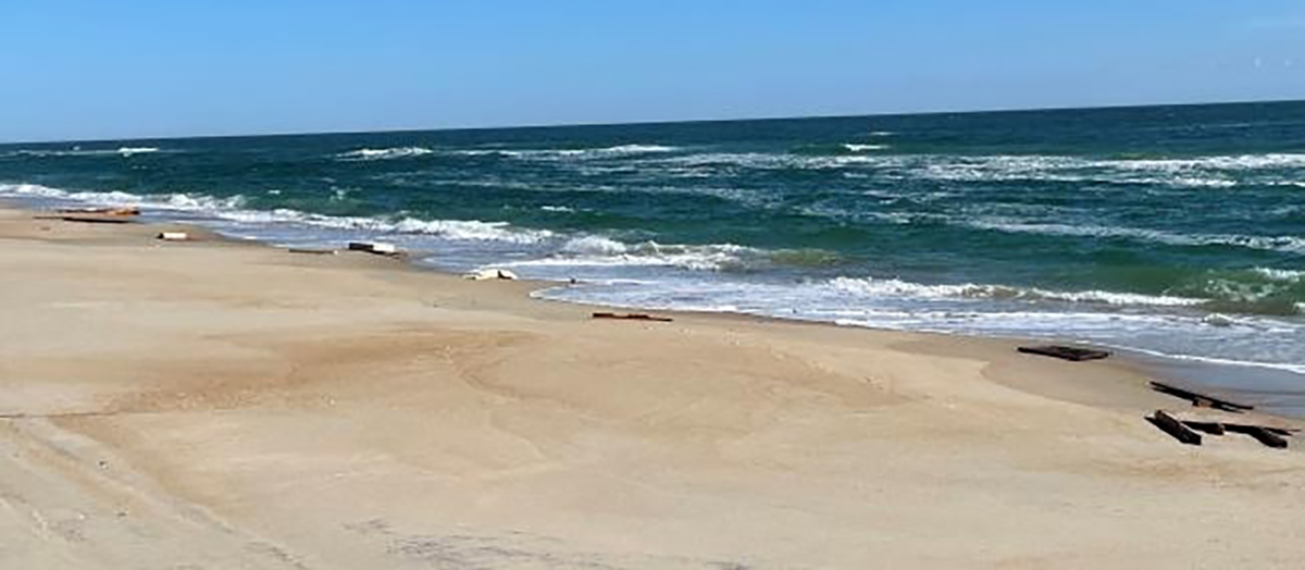 Debris from the house washes up near off-road vehicle Ramp 23. Photo: National Park Service