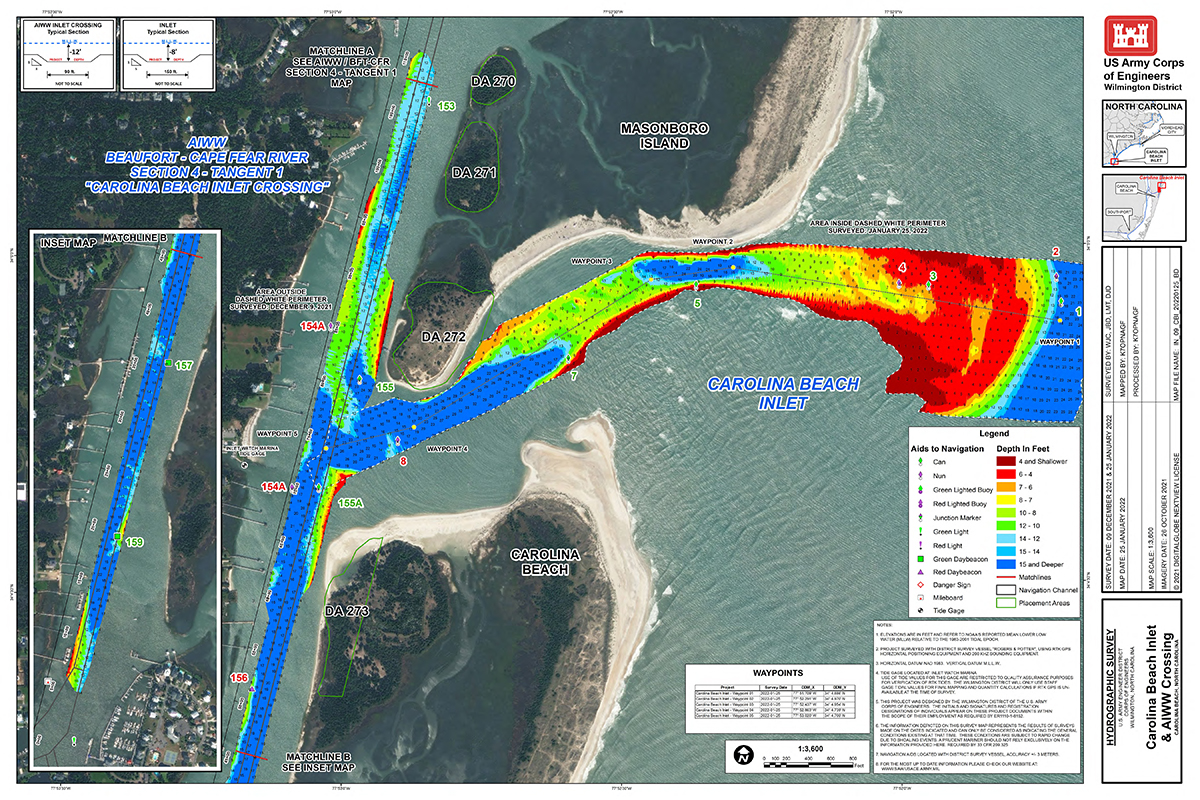 Jan. 25 survey of Carolina Beach Inlet. Source: Corps