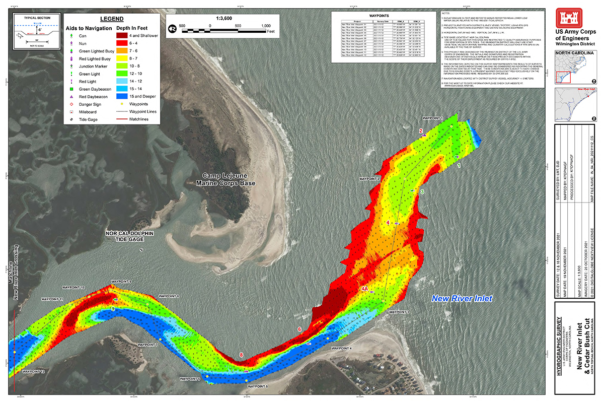 New River Inlet as surveyed in November 2021. Source: Corps