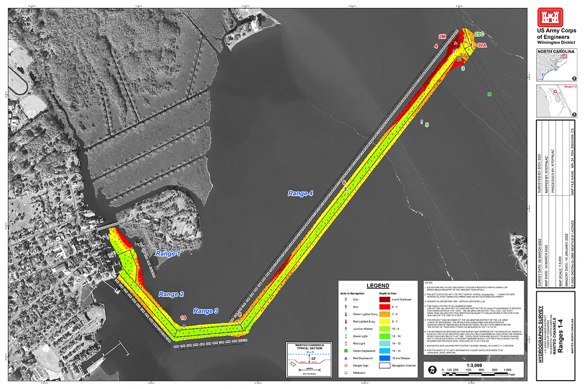 Shallowbag Bay ranges 1-4 as surveyed March 9. Source: Army Corps of Engineers