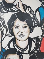 Annie E. Jones' portrait in the mural. 