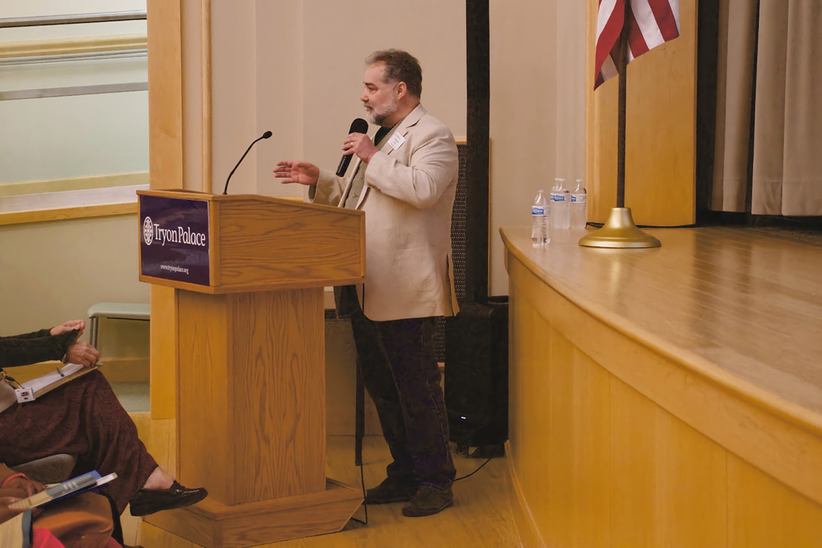 Dr. Timothy Walker of the University of Massachusetts -- Dartmouth, delivers the keynote speech at the Tryon Palace Pathway to Freedom Symposium. Photo: Kip Tabb