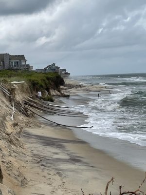 Beach erosion exposes pipes and other previously underground items Tuesday on the Cape Hatteras National Seashore. Photo: NPS  