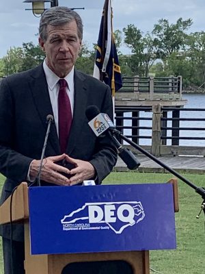 Gov. Roy Cooper speaks Tuesday in Wilmington. Photo: Trista Talton