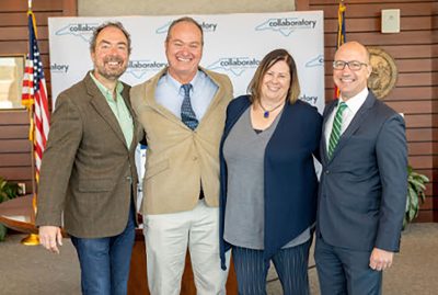 DEQ Applied Research Fellows are Detlef Knappe, North Carolina State University; Ralph Mead, University of North Carolina Wilmington; Jamie DeWitt, East Carolina University; and Lee Ferguson, Duke University. Photo: Jeff Janowski/UNCW