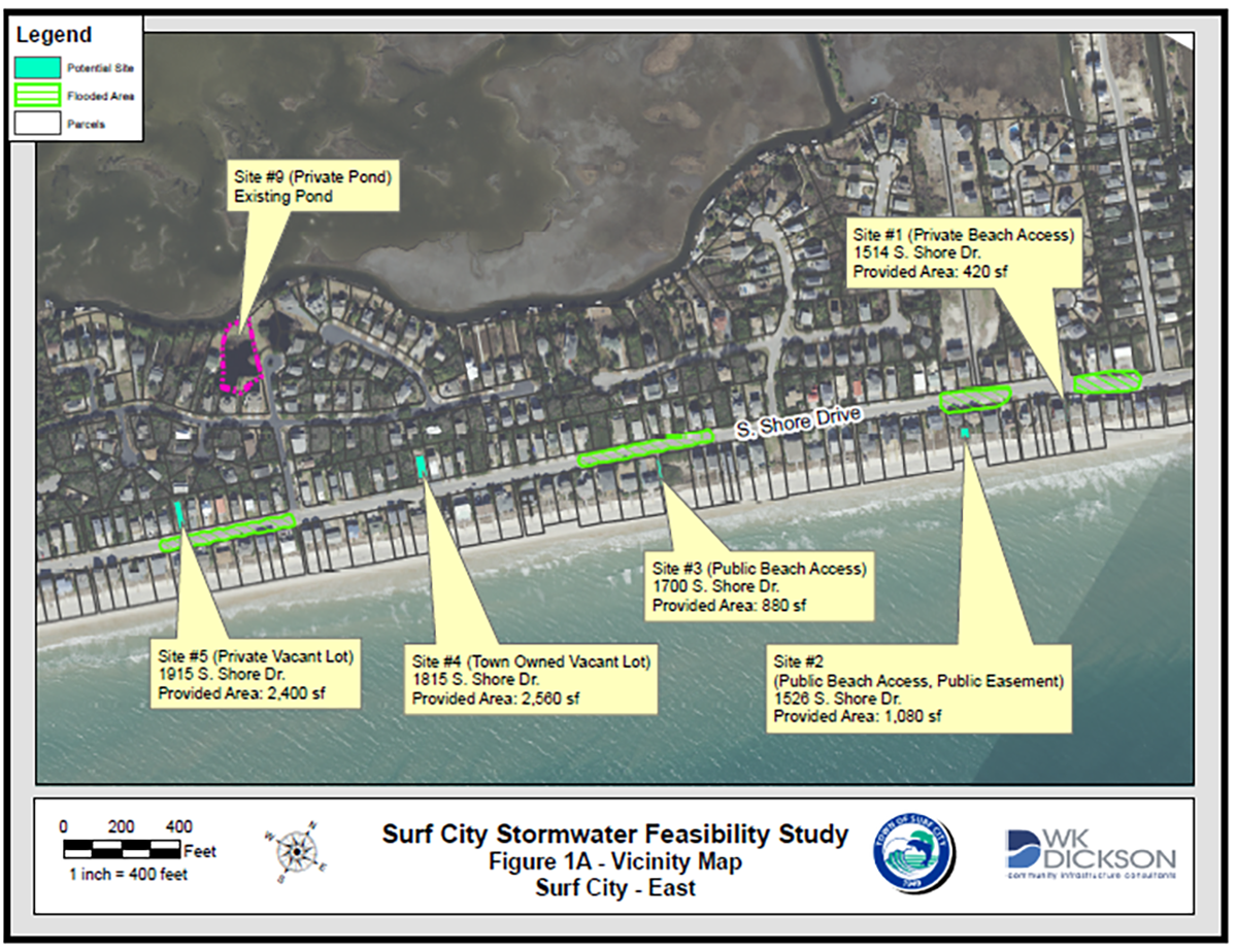 The location of proposed site Nos. 1-5 and 9.