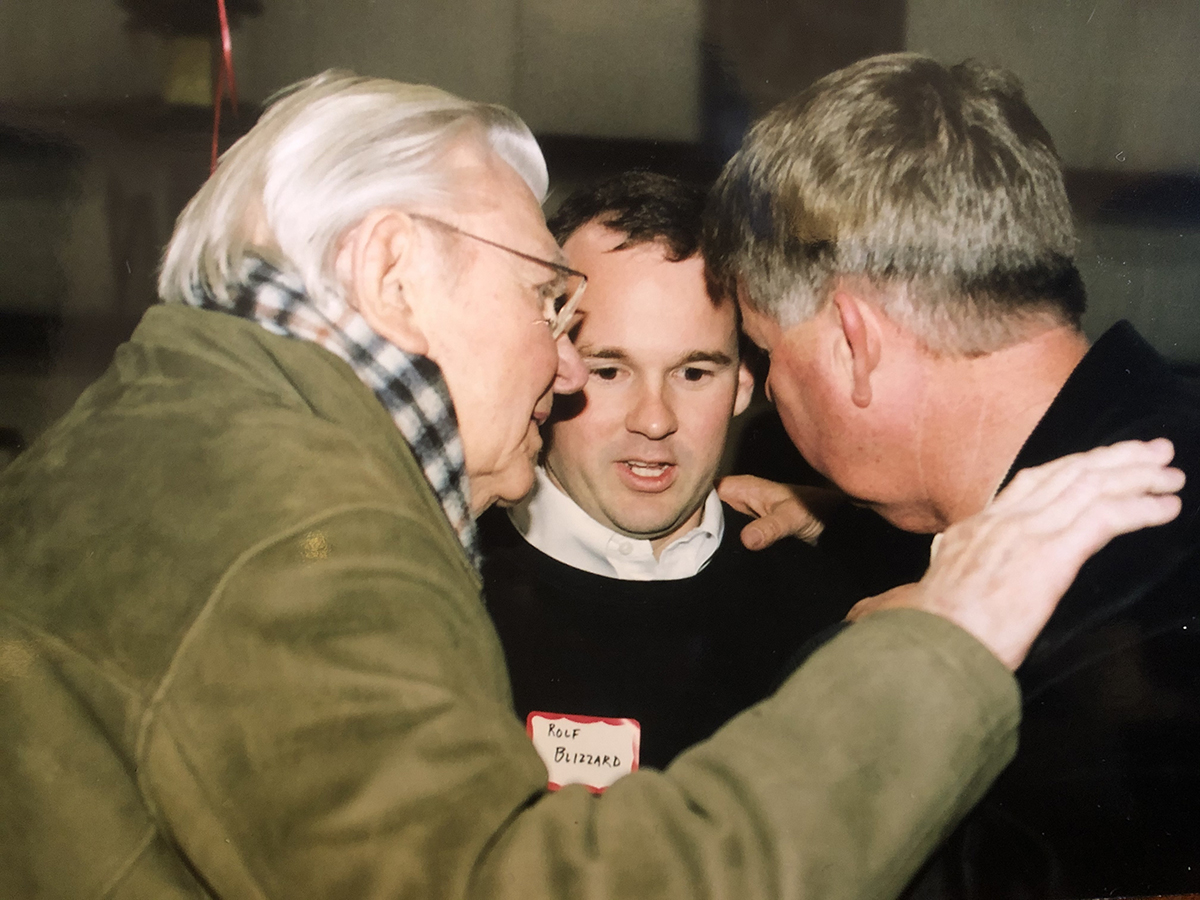 Andy Griffith, left, Rolf Blizzard and Sen. Marc Basnight share a moment together. Photo courtesy Rolf Blizzard.