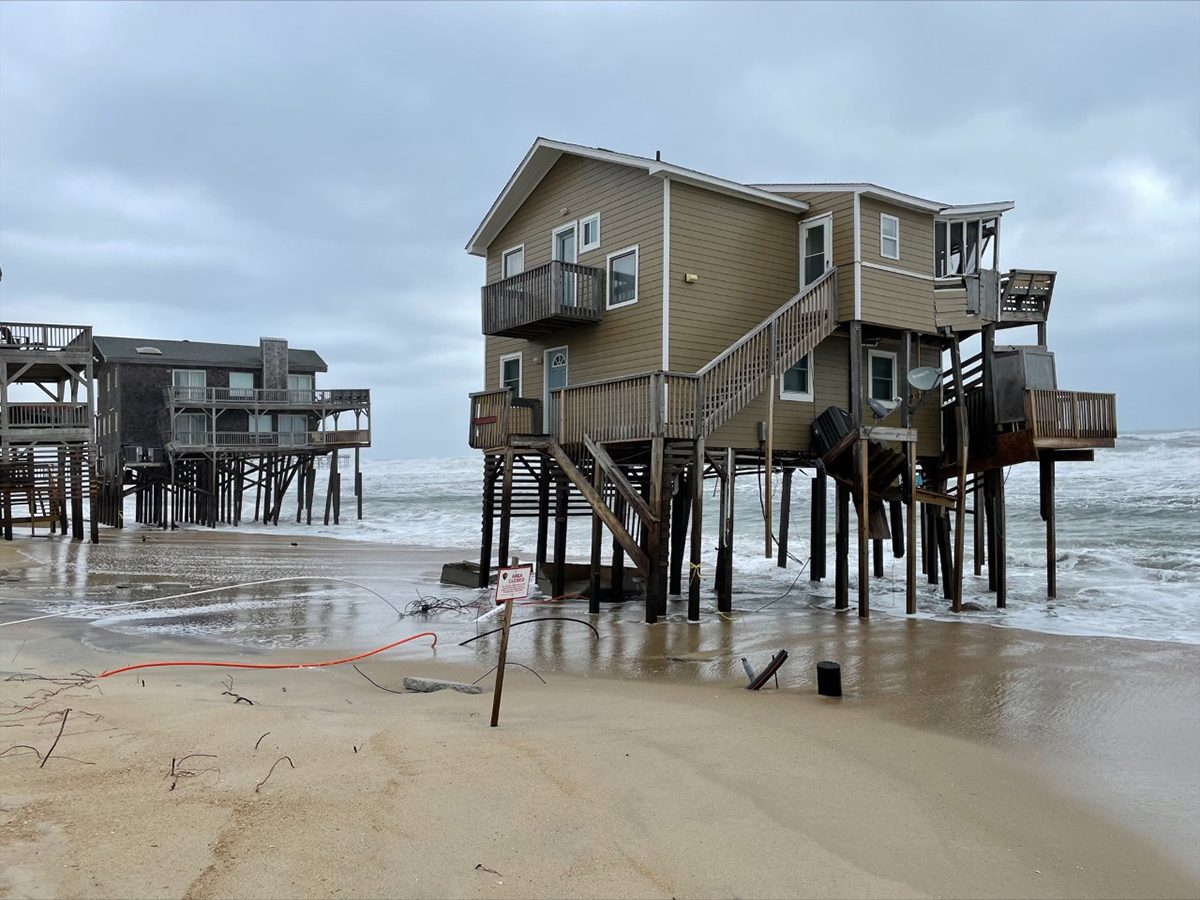 Two houses that collapsed May 10 are shown in this Cape Hatteras National Seashore photo from the previous day.