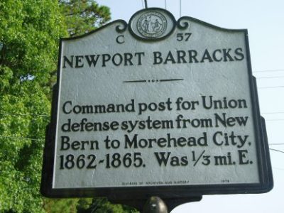 State historic marker for Newport Barracks. Photo: NCDCNR
