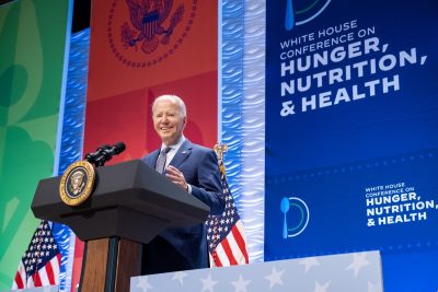 ประธานาธิบดี Joe Biden พูดในวันที่ 28 กันยายนในการประชุมทำเนียบขาวเรื่องความหิว โภชนาการ และสุขภาพ  ภาพถ่าย: “White House”