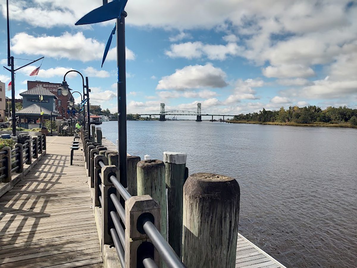The lower Cape Fear River and Cape Fear Memorial Bridge as shown Tuesday from the Wilmington waterfront. Photo: Jennifer Allen