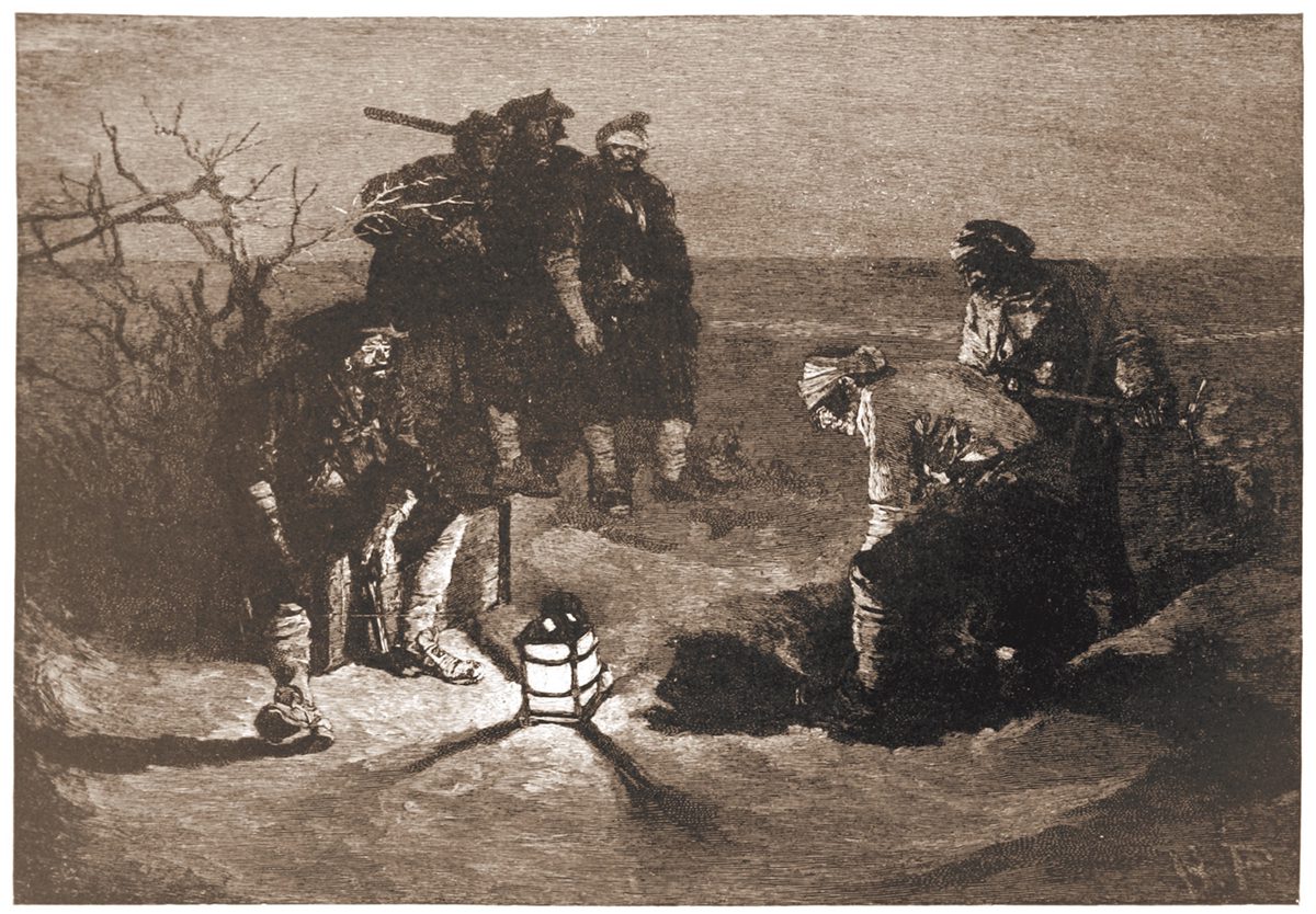 “Blackbeard Buries His Treasure” illustrated by Howard Pyle for Harper’s Magazine, 1887.