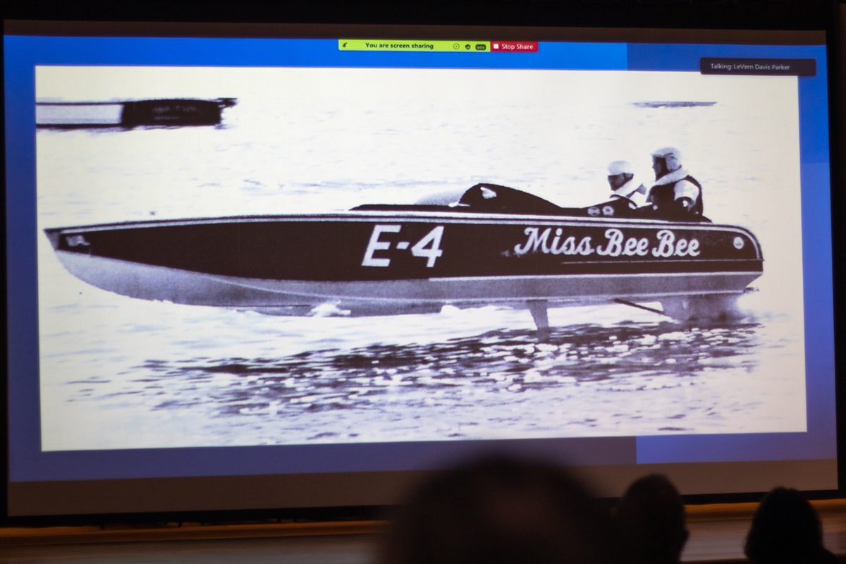 Miss Bee Bee was "the last of the Davis Es to race on the East Coast," according to Parker. Her father and uncle, Vernon and “Buddy” Davis, built many Class E boats, which people often "souped up for speed" and raced.