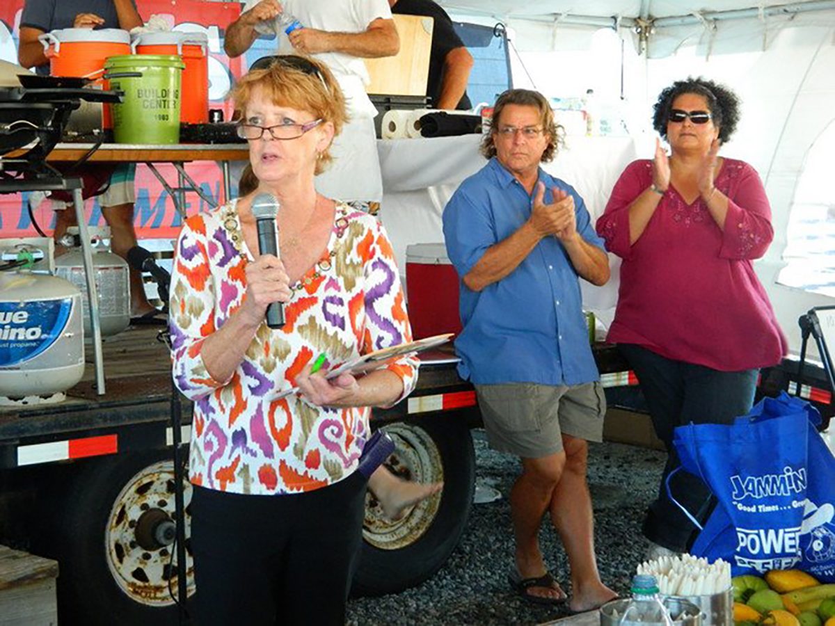 Susan West, left, speaks at an event in 2012. Photo: Raising the Story Facebook page