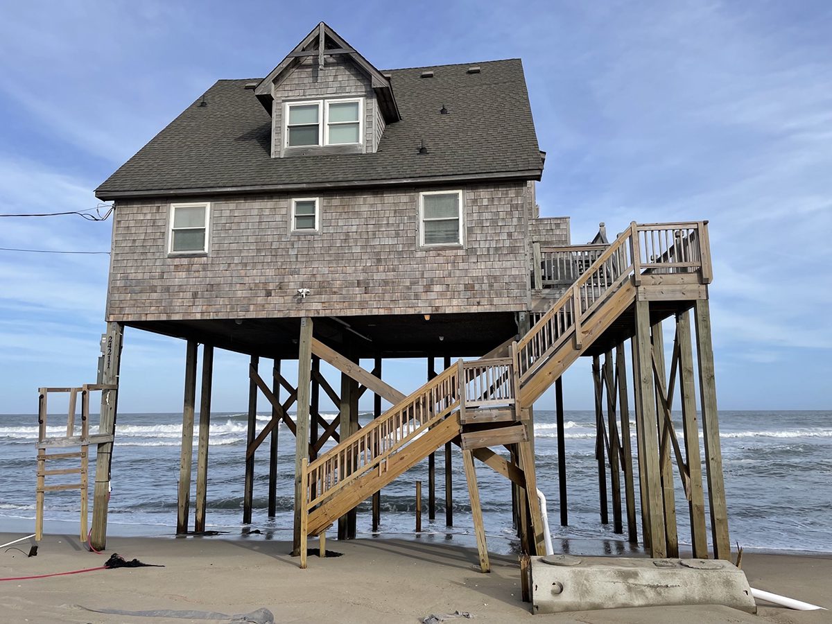 Another septic tank is exposed at a house teetering over the ocean on the Cape Hatteras National Seashore. Photo: National Park Service via Dare County Planning Department.