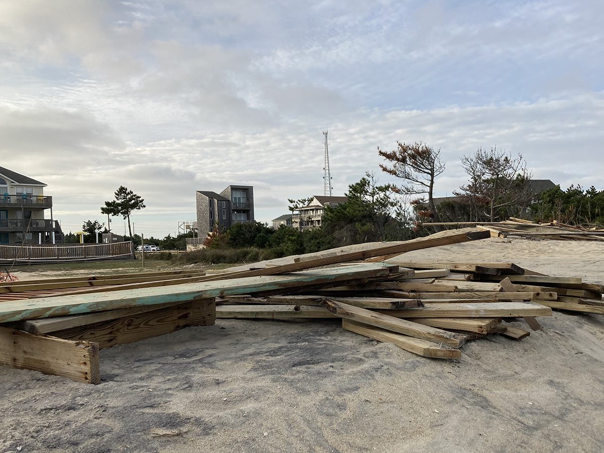 House debris on the beach in Rodanthe Nov. 16. Photo: Catherine Kozak