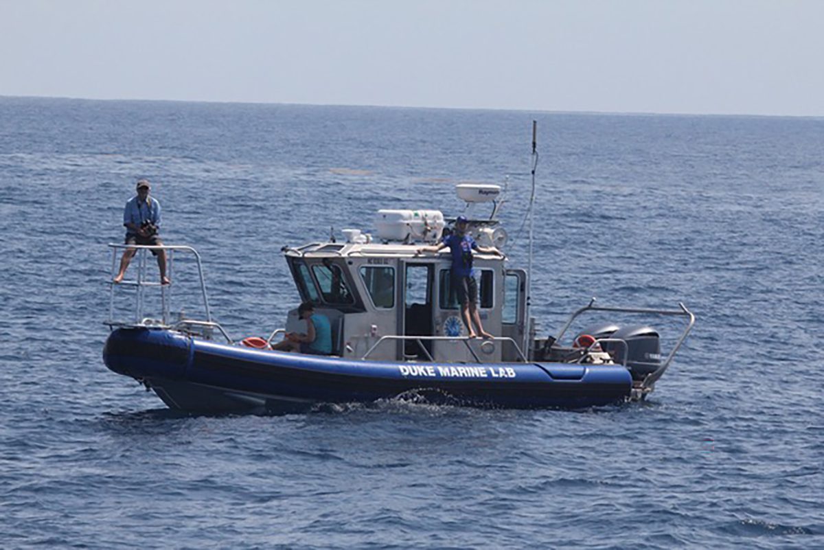 Andy Read on Duke Marine Lab research vessel the R/V Richard T. Barber. Photo courtesy of Andy Read