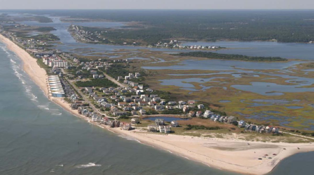 North Topsail Beach is shown in this aerial view from New River Inlet. Source: NTB project proposal