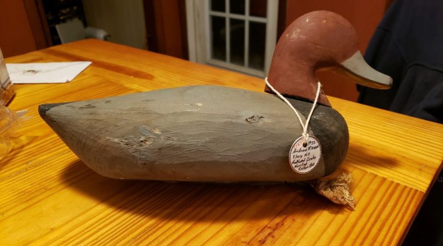 This Andrew Mason Redhead, a heritage decoy, will be in the live auction at the winter edition of Taste of Core Sound Feb. 24. Photo: Core Sound