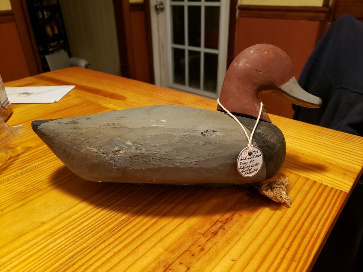 This Andrew Mason redhead, a heritage decoy, will be in the live auction at the winter edition of the "Taste of Core Sound," Feb. 24 on Harkers Island. Photo: Core Sound Waterfowl Museum