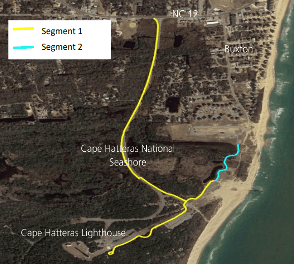 Map showing segments of the multi-use pathway project described in Preferred Alternative B. Graphic: NPS