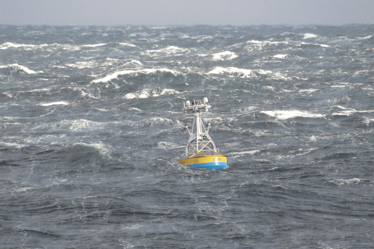 The new location for the Ocean Observatories Initiative Coastal Pioneer Array shown at its first location in New England. The Pioneer Array is to be relocated to the N.C. coast in 2024. Photo: Woods Hole Oceanographic Institution