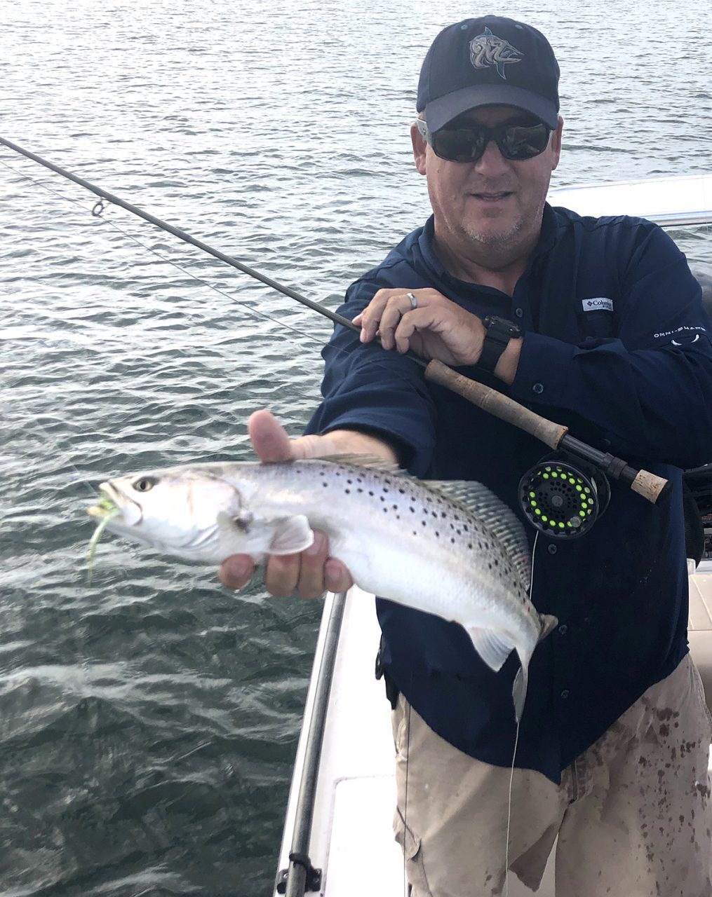 Capt Gordon with a healthy fall trout caught on sinking line. Photo: Gordon Churchill