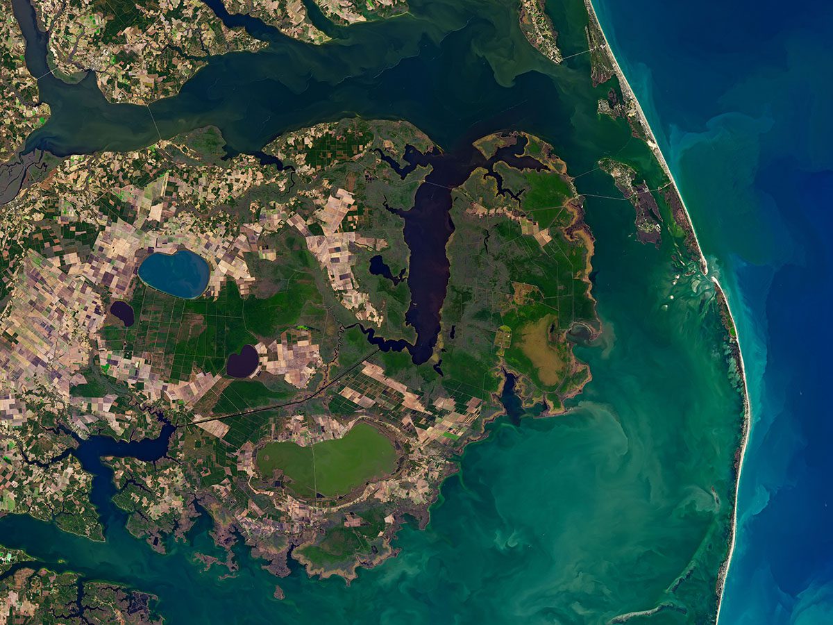 The Albemarle-Pamlico region is shown in this Nov. 25, 2019, NASA Earth Observatory image. Lake Mattamuskeet is the green body of water just below center.