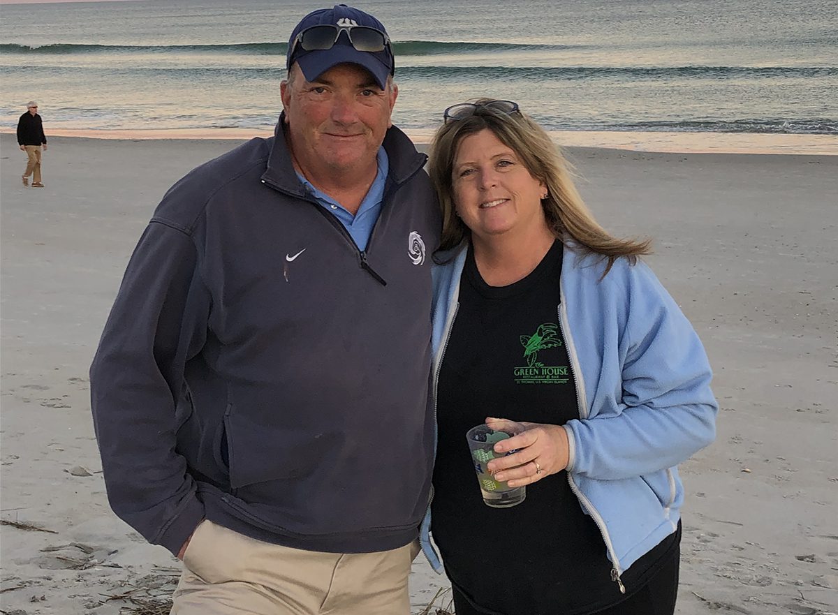 Paul and Rachel Gilbert enjoy a Wrightsville Beach sunset. Photo: Contributed