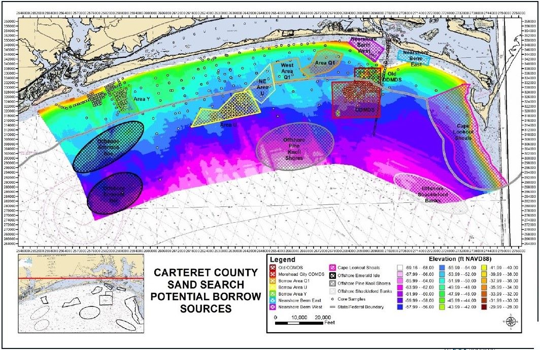 Potential offshore sand resources for Carteret County. Graphic: Moffatt & Nichol/Carteret County