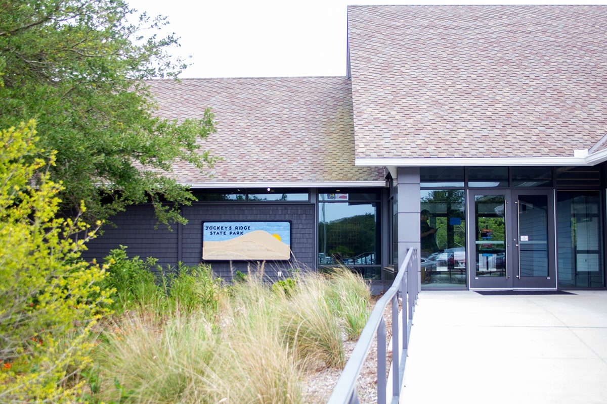 Jockey’s Ridge State Park visitor center was the second state park visitor center to be built in North Carolina, but the newly renovated structure shown here had not been significantly updated since its completion in 1998. Photo: Corinne Saunders