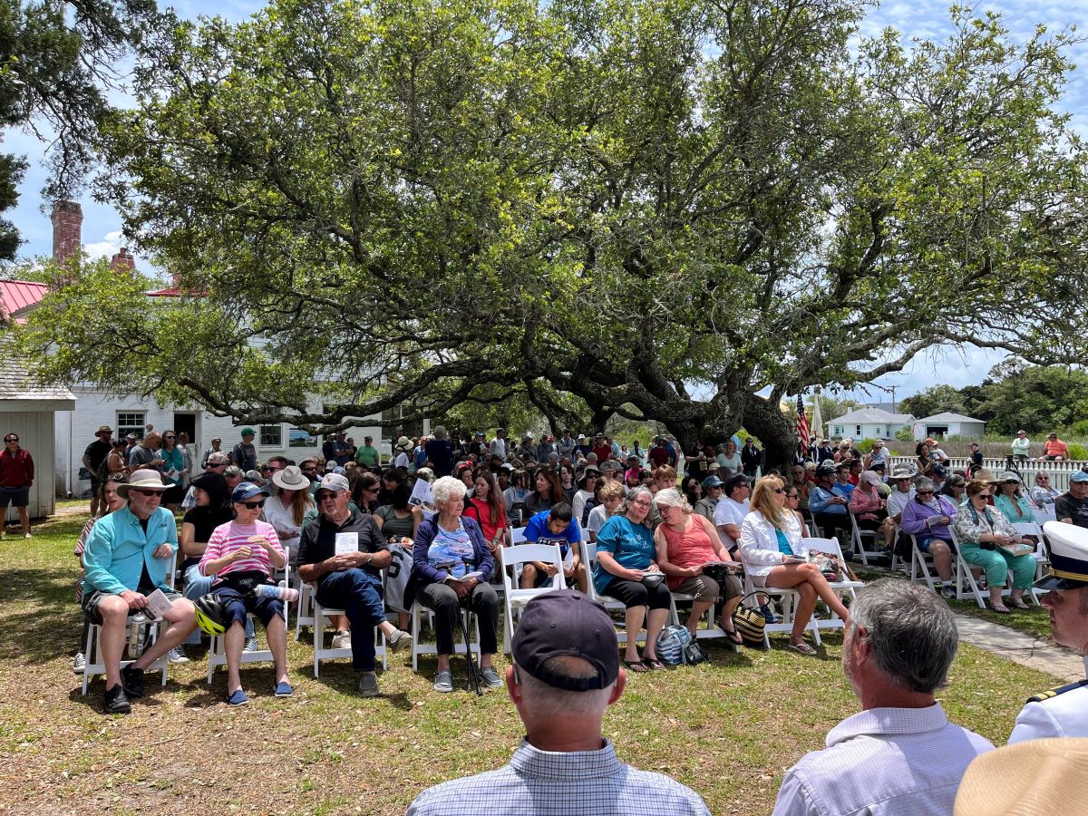 A crowd of more than 500 attend the 200th anniversary celebration of the Ocracoke Light Station. Photo: Connie Leinbach 
