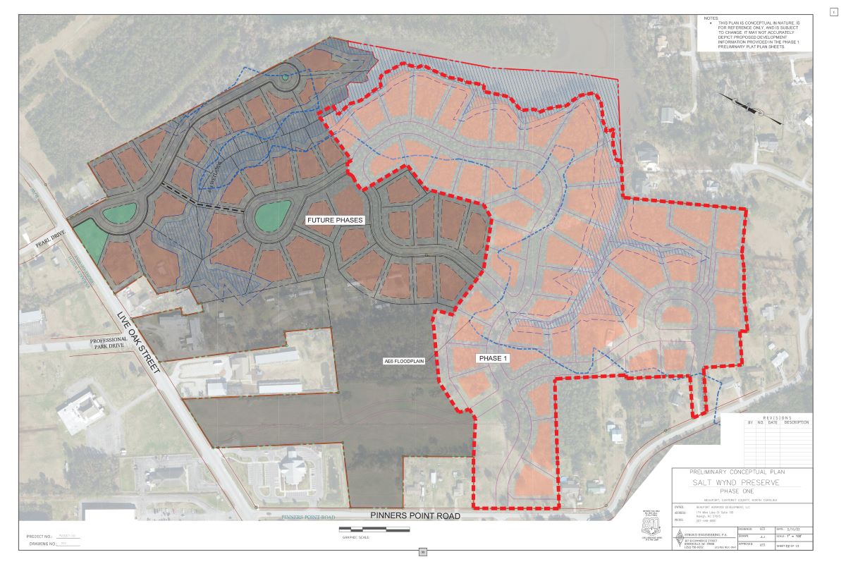 Salt Wynd Preserve Phase I preliminary plat map from presentation to Beaufort planning board Oct. 10, 2022. 