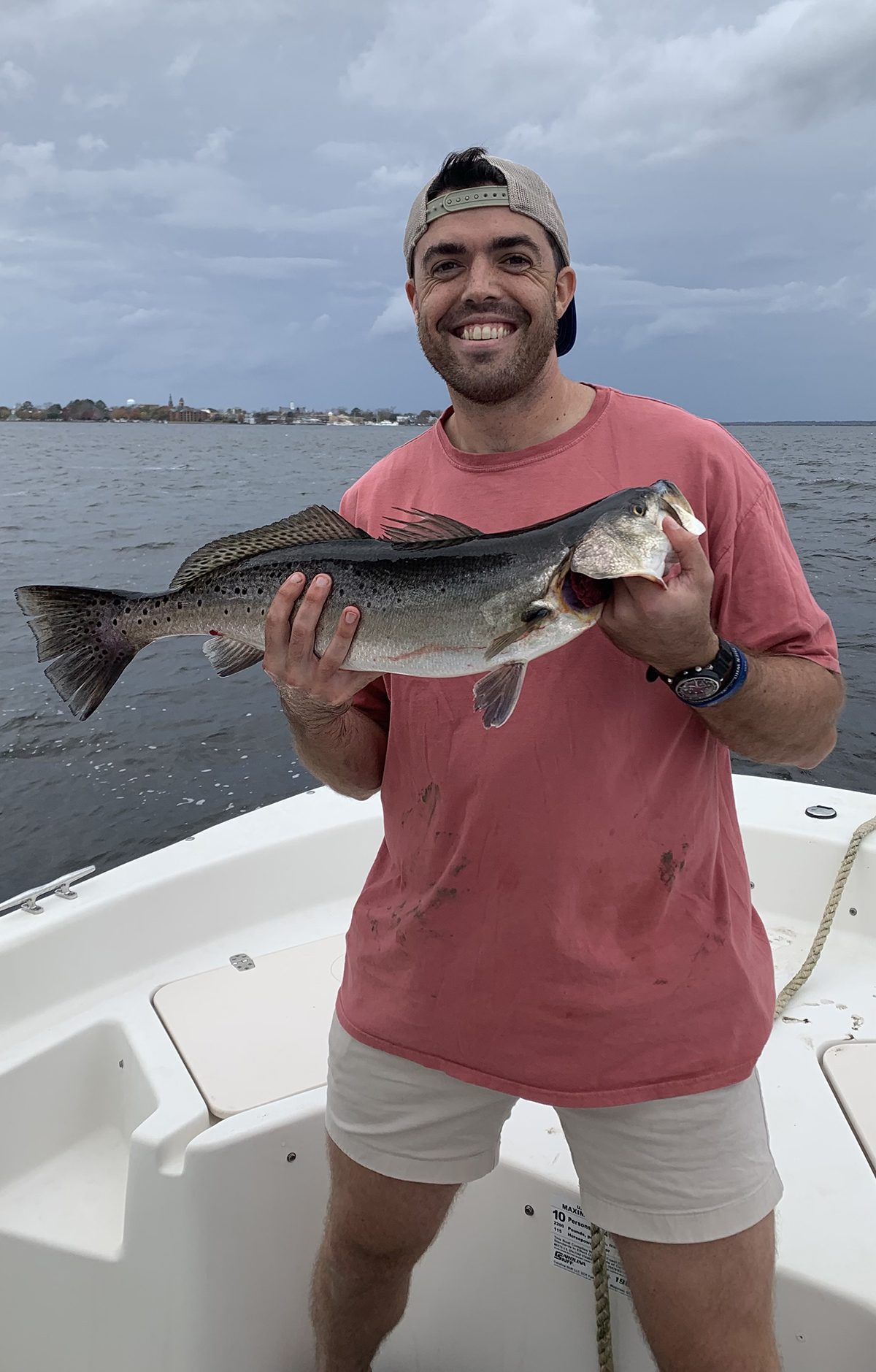 Josh shows off a 26-inch trout he caught last fall in the Neuse River. Photo: Contributed