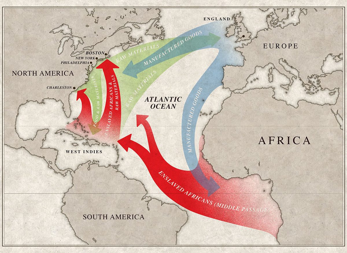This National Parks Service map shows the primary movement of enslaved Africans, raw materials and manufactured goods.