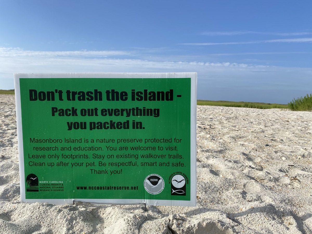 Division of Coastal Management officials encourage safe and responsible behavior while visiting Masonboro Island Reserve during July Fourth holiday. Photo: NCDEQ