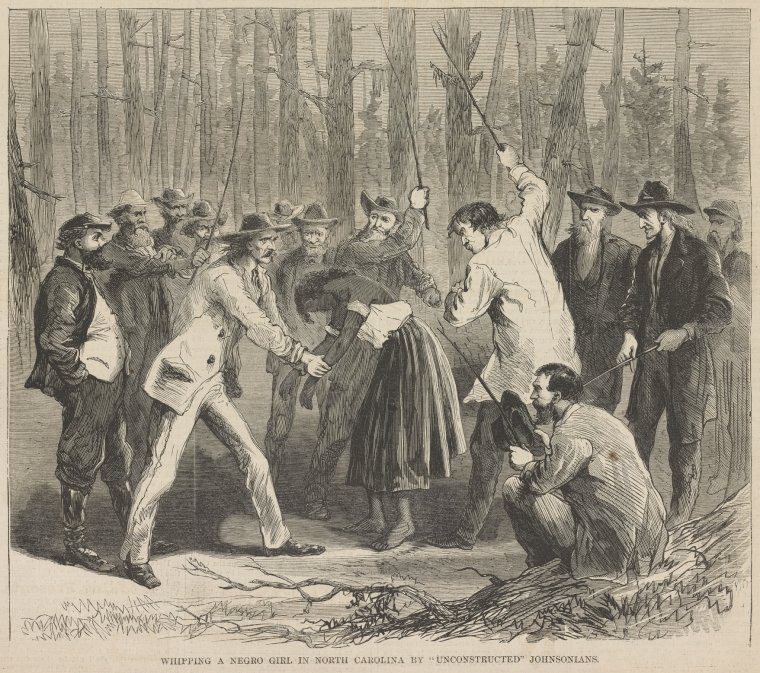 One of the reasons that the practice of flogging African American prisoners was such a political touchstone in the 1930s was that it had deep associations with both the history of slavery and Reconstruction.  Both before and after the Civil War, southern whites used flogging to brutalize Black women and men who stood up to white supremacy. This illustration of a Black woman being flogged in North Carolina in 1867 comes from Harper’s Weekly vol. 11 (1867). Courtesy, New York Public Library Digital Collections

