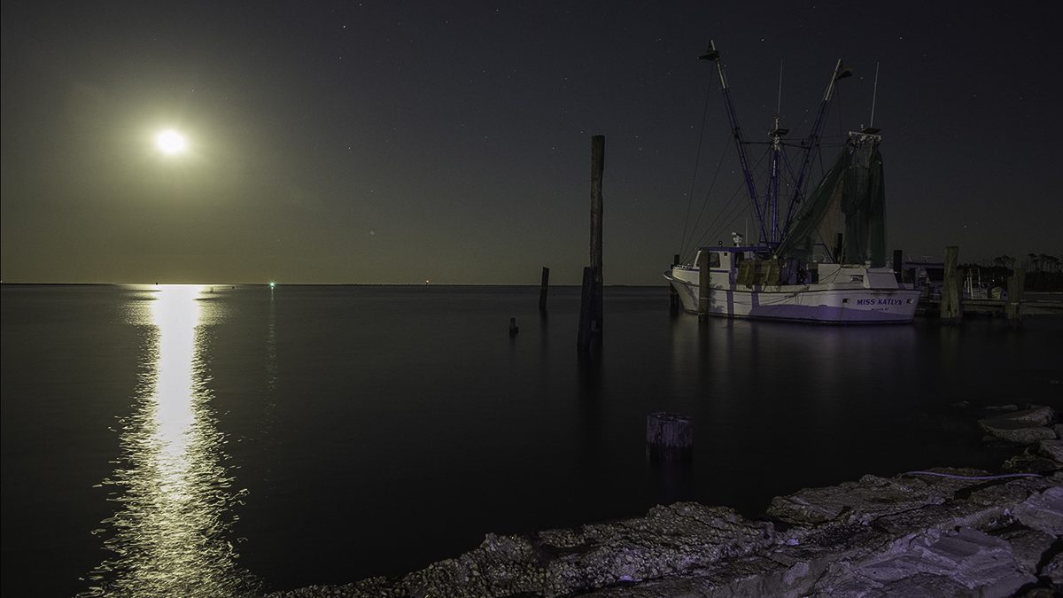 The trawler Miss Katlyn is shown moored near the Oyster Creek boat ramp in Davis in Carteret County. Photo: Dylan Ray