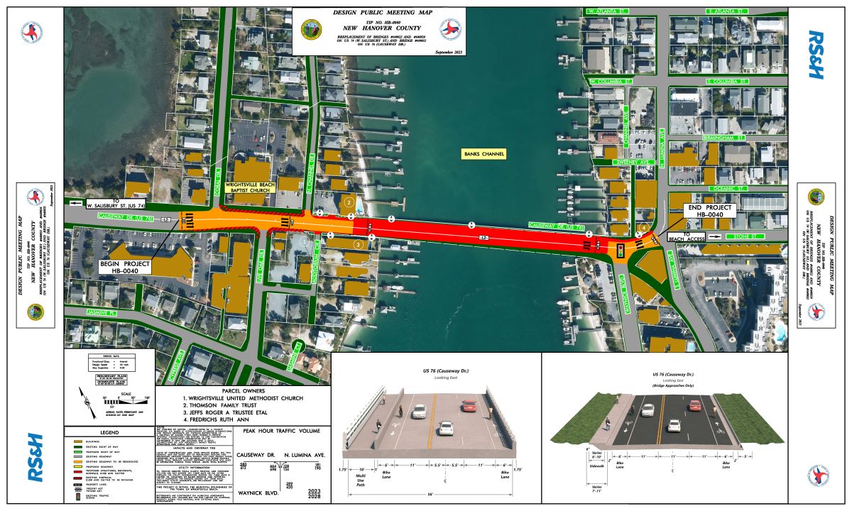 Project map for U.S. 76 Bridge. Map: NCDOT