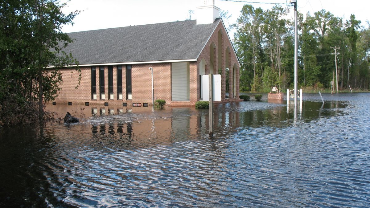 St Mary Church of Christ in Washington County is shown during a past flood event. Photo: Albemarle Commission